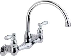 Peerless Claymore 2-Handle Wall-Mount Kitchen Sink Faucet