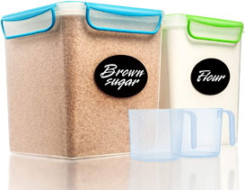 2 Large Airtight Food Storage Containers for Sugar