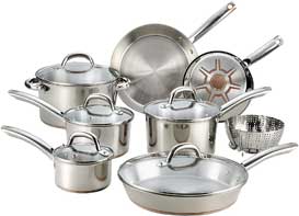 T-fal C836SD Ultimate Stainless Steel Copper Bottom 13 PC Cookware Set