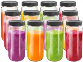 Bedoo 16 oz Travel Glass Juice Bottles