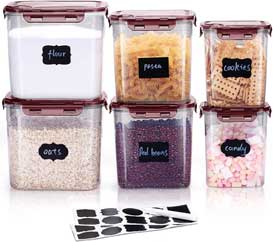 LARDERGO 6 Pieces Plastic Flour Storage Containers