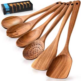 Zulay Kitchen (6 Pc Set) Wooden Utensils