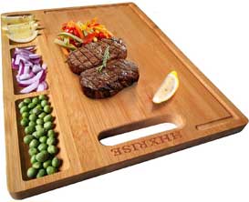 HHXRISE Large Organic Bamboo Cutting Board